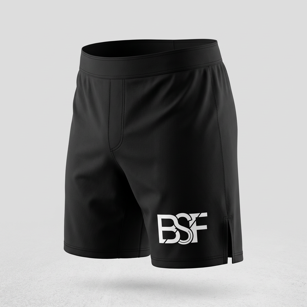 Short MMA noir BSF, vue de devant