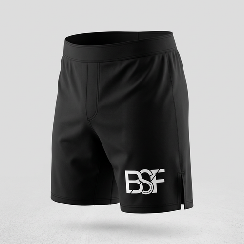 Short MMA noir BSF, vue de devant