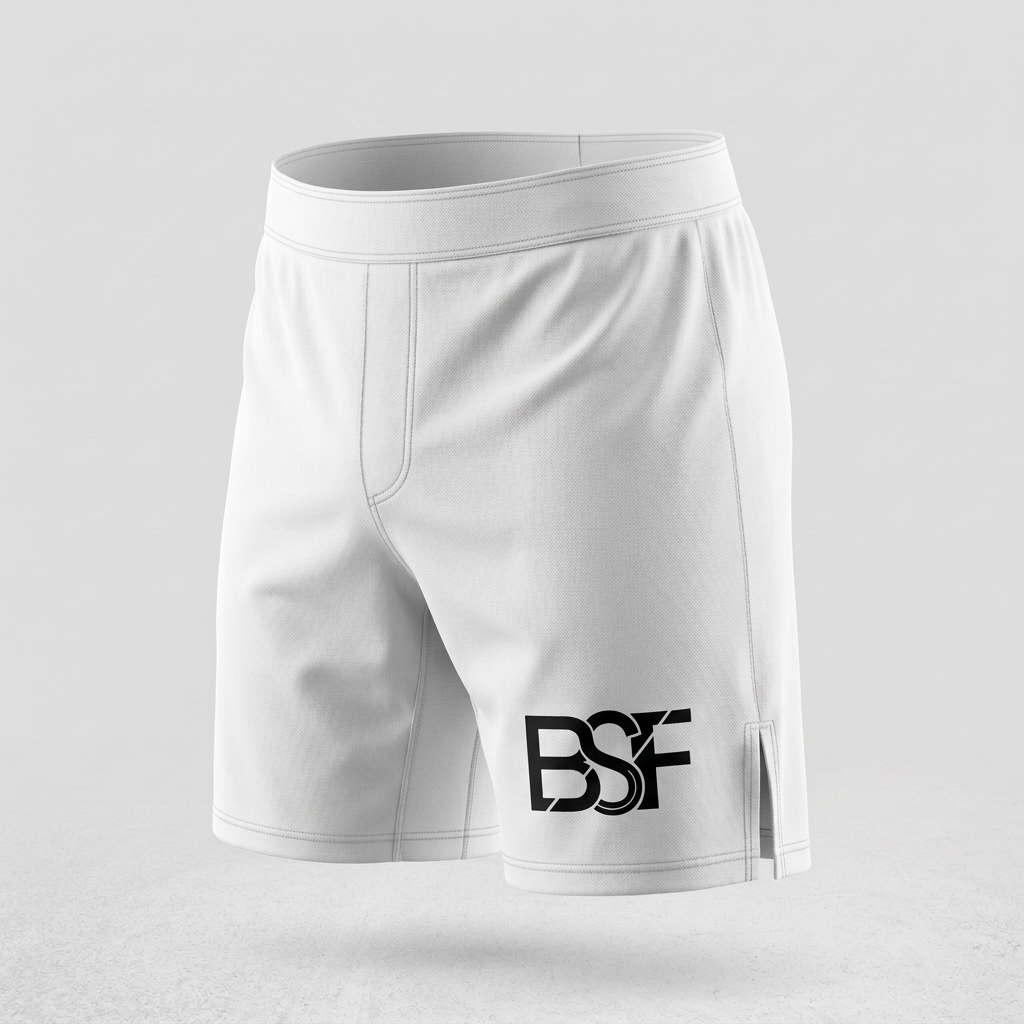 Short MMA blanc BSF, vue de devant