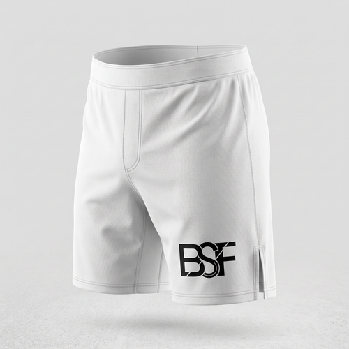 Short MMA blanc BSF, vue de devant